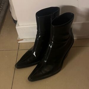 Zara Black Cowboy Ankle Boots